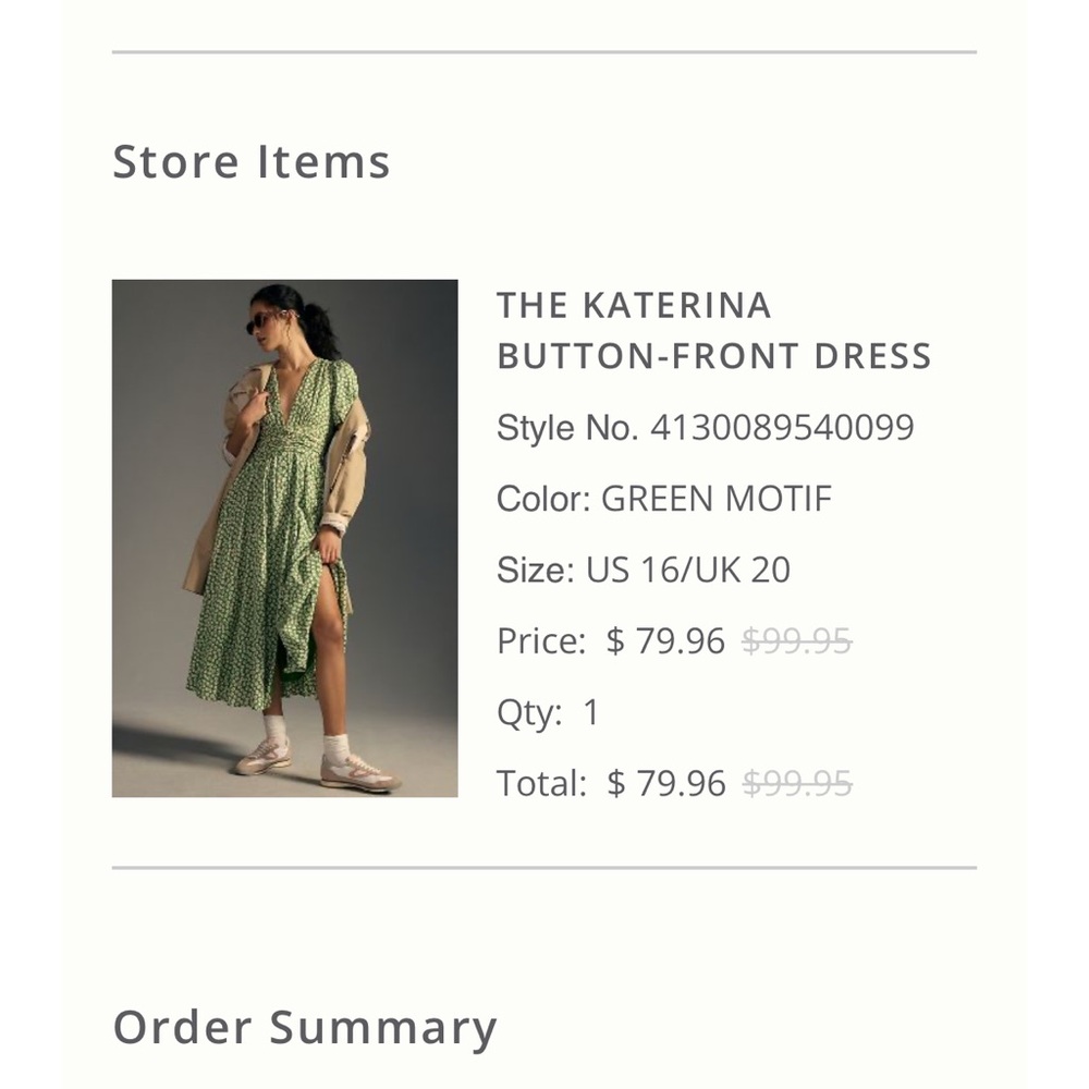 Anthropologie Katerina Button-Front Dress